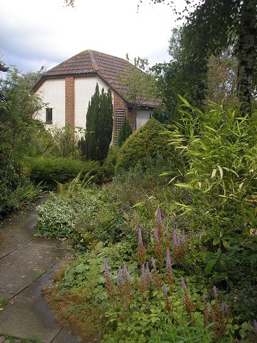 Towards the rose garden.