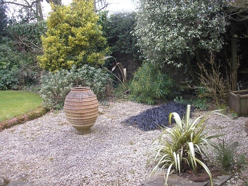 Gravel area at the back